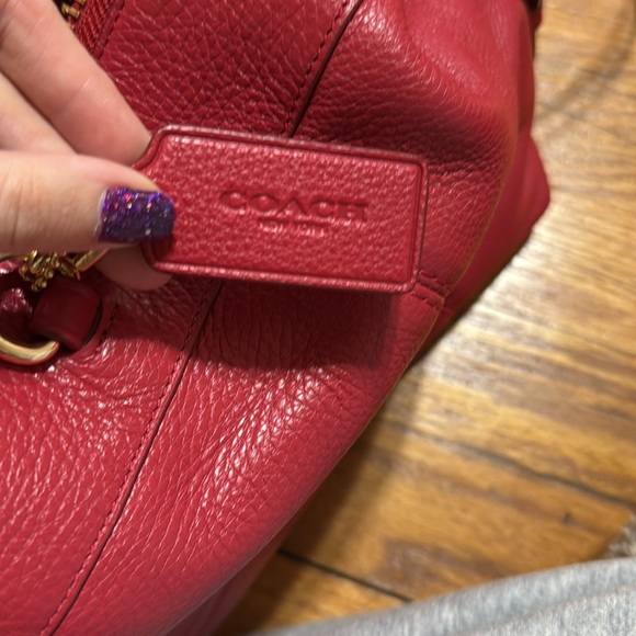 Coach Lenox Pebble Leather Satchel True Red with Gold Hardware - Picture 11 of 16